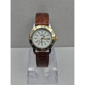 Vintage Lorus Sport Watch Women Silver Gold Tone V515-6C30 Leather New Battery